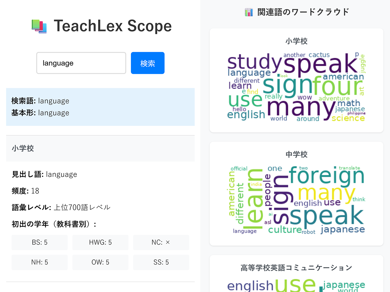 TeachLex Scopeでの検索結果